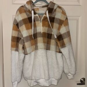 Plaid Fleece Quarter Zip Hoodie